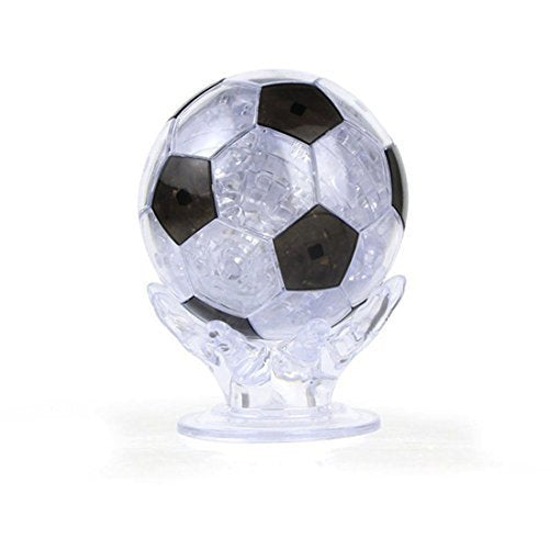 Coolplay 3D Crystal Puzzle for Children, Soccer Puzzle Ball Light-up for Adult Black and Transparent - 77 Pieces