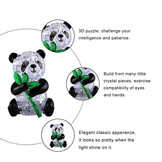 Coolplay 3D Crystal Panda Puzzle for Adult, Animal Model Assembly Blocks Toy Children Gift for Boys and Girls 57pcs