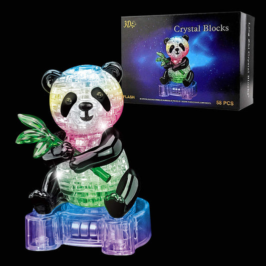 Coolplay 3D Crystal Puzzle Panda Gifts, Desk Toys with Light-Up Base 58 Pieces